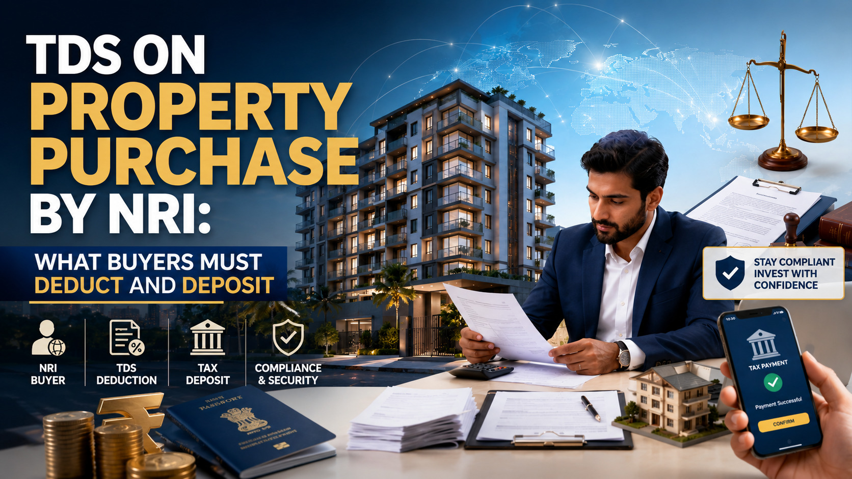 TDS on Property Purchase by NRI showing tax deduction process for NRI property buyers in India
